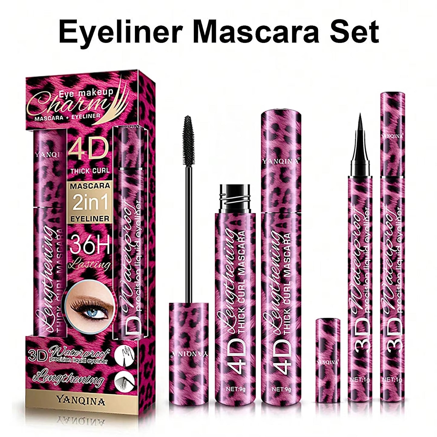 Liquid Eyeliner Pencil 4D Waterproof Mascara Set