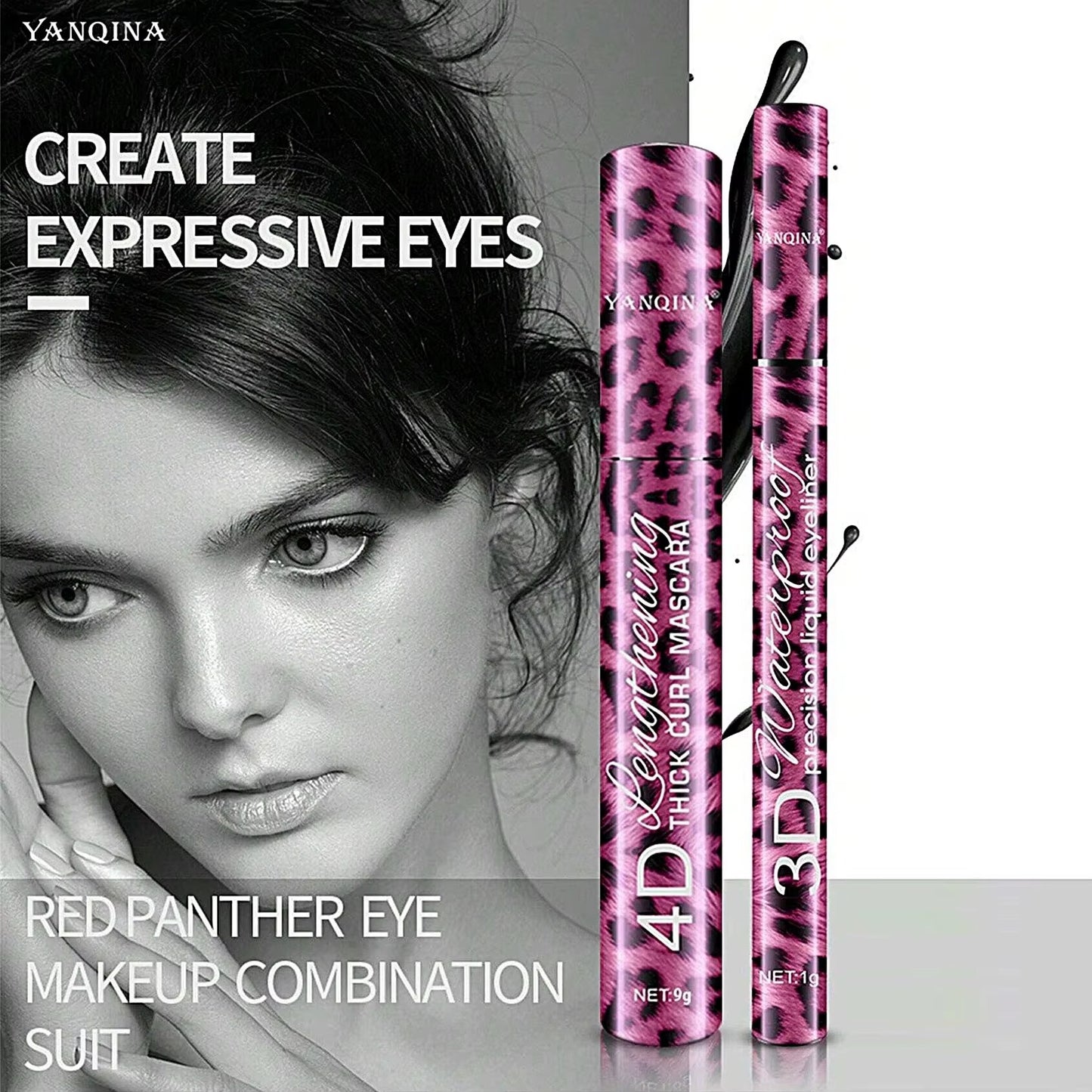 Liquid Eyeliner Pencil 4D Waterproof Mascara Set