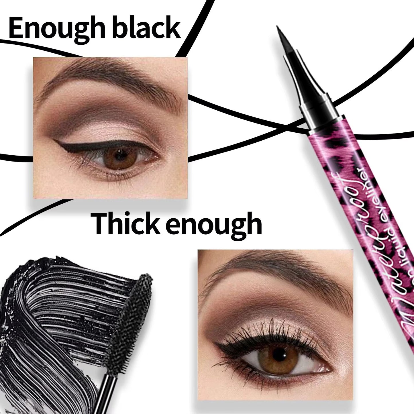 Liquid Eyeliner Pencil 4D Waterproof Mascara Set