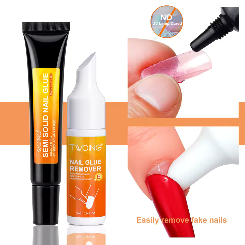 Nail Glue & Remover Set –Quick-Dry Super Strong Adhesive