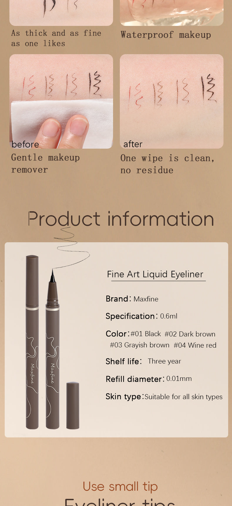 Crayon eyeliner longue tenue, séchage rapide et waterproof